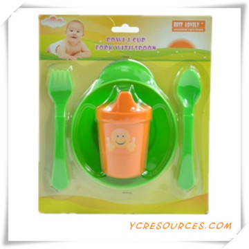 Childern Safe Portable Baby Spoon and Fork Baby Dinnerware Set2015 Promotional Gift for Baby Care 3 PCS with a Bowl of (HA78044)